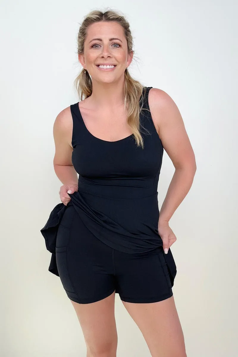 3 in 1 Athleisure Mini Tank Dress with Built-in Bra & Shorts
