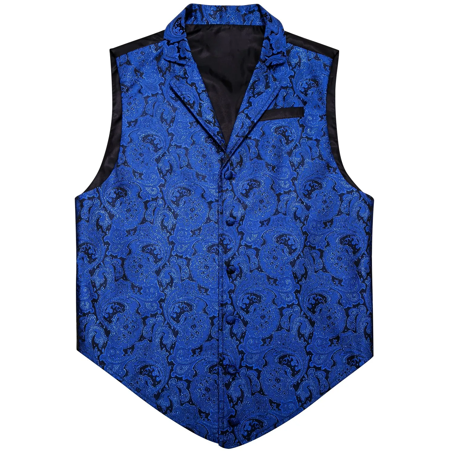 Black Blue Paisley Jacquard Men's Collar Victorian Suit Vest