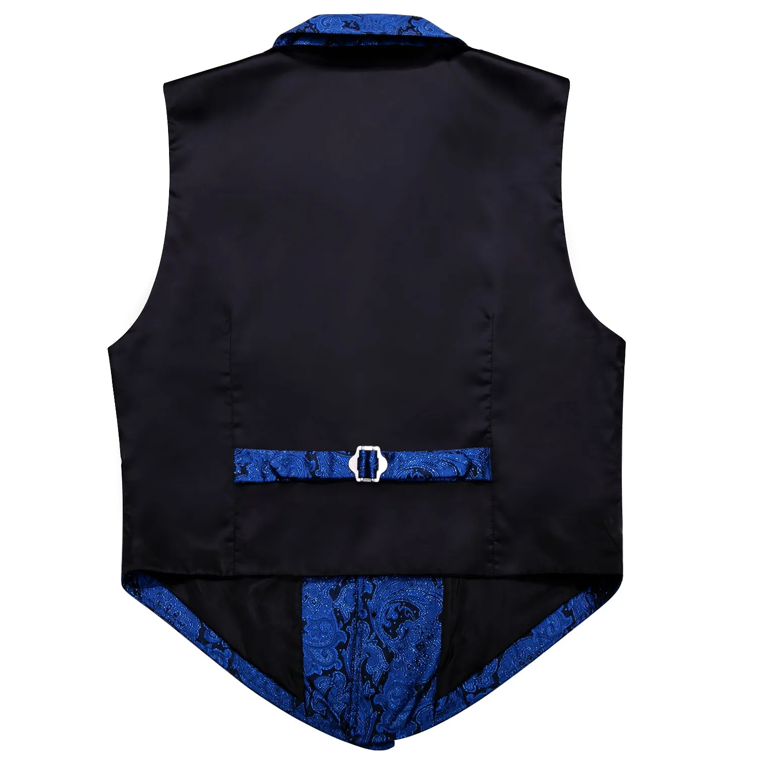 Black Blue Paisley Jacquard Men's Collar Victorian Suit Vest