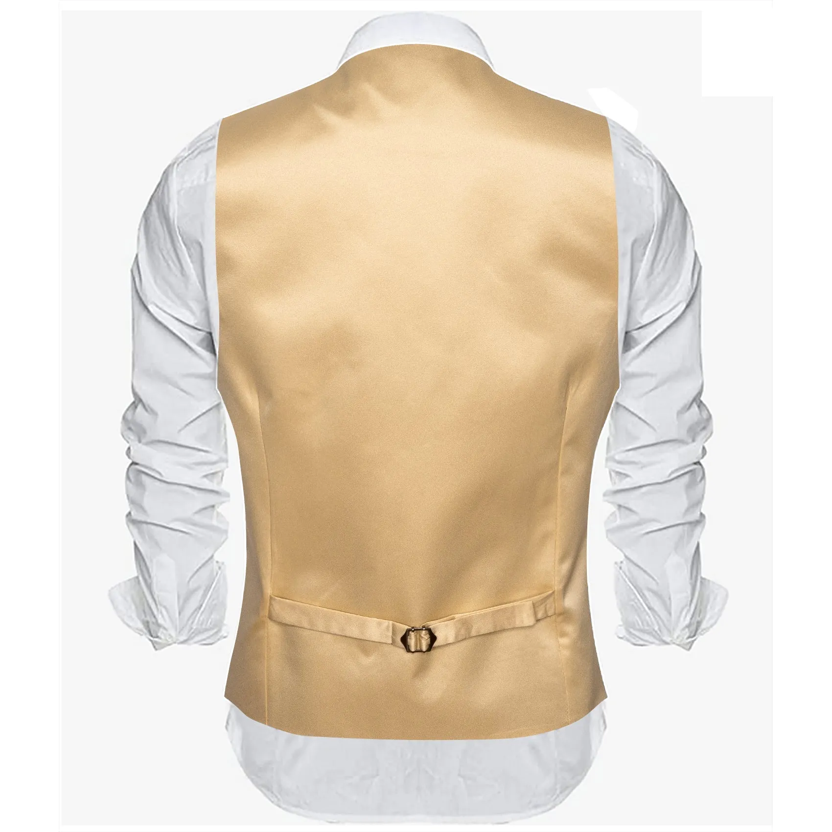 Champagne Solid Satin Men's V-Neck Business Vest