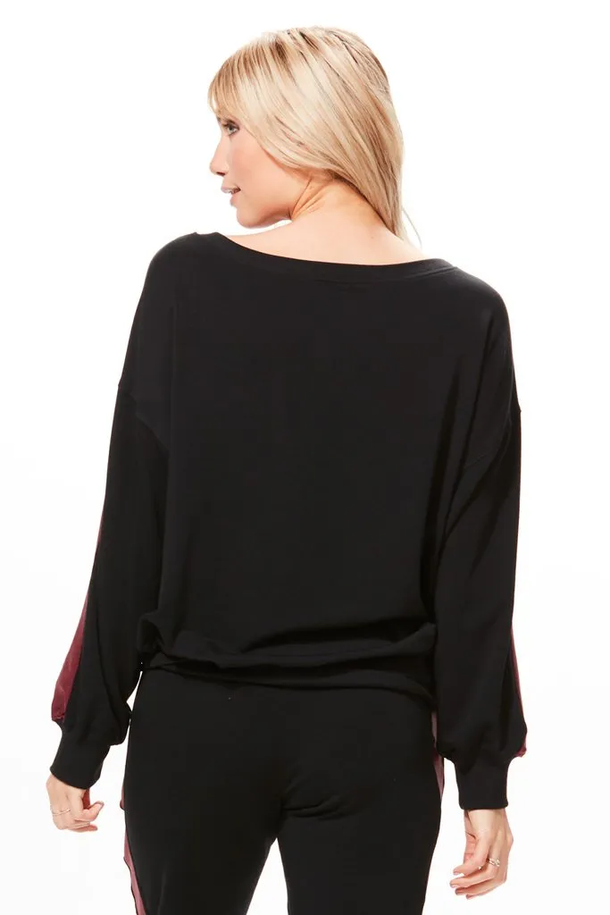CHICHI Active Mandy Track Sweatshirt - Black/Burgundy
