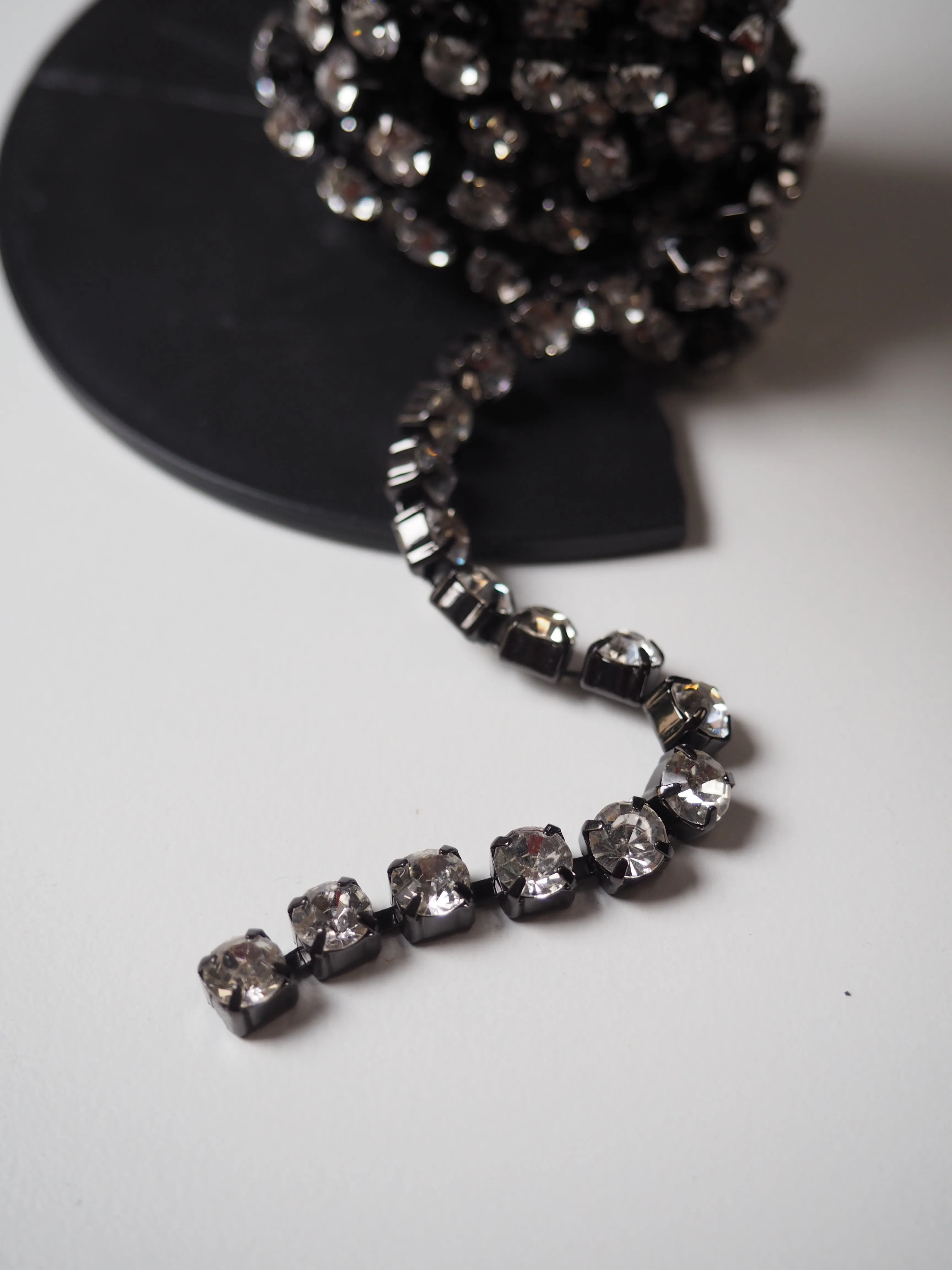 Clear Crystal   Black Metal Cup Chain - 5mm