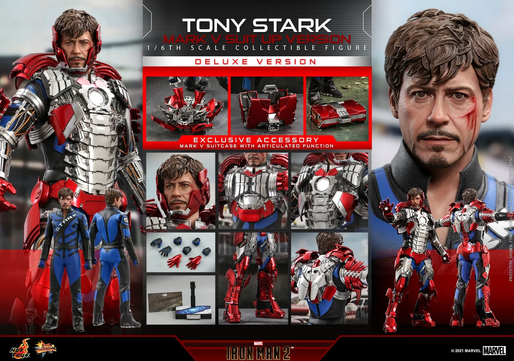 Hot Toys - MMS600 - Iron Man 2 - 1/6th scale Tony Stark (Mark V Suit up Version) Figure (Deluxe Version)