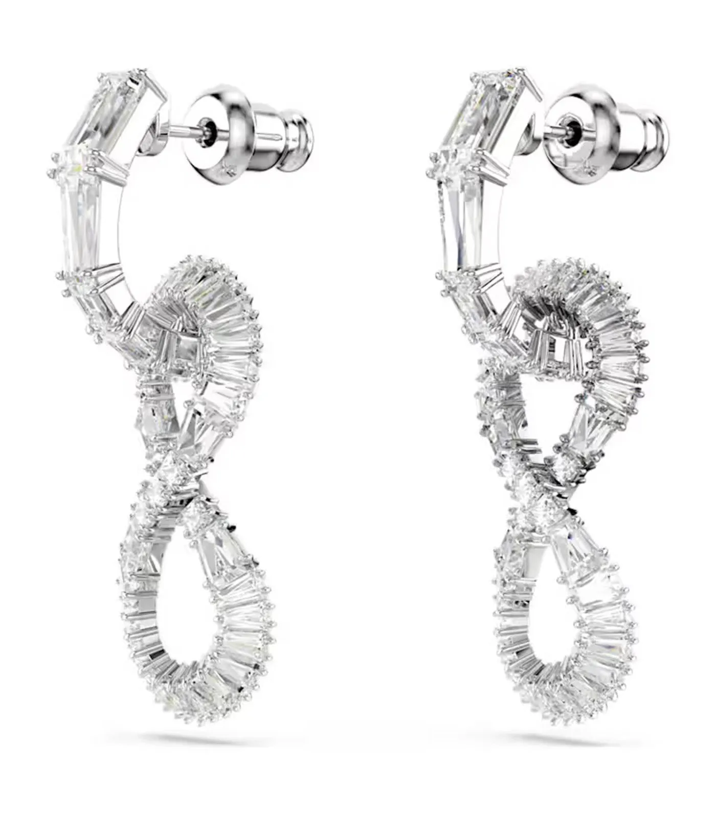 Hyperbola Drop Earrings Infinity, White, Rhodium Plated White