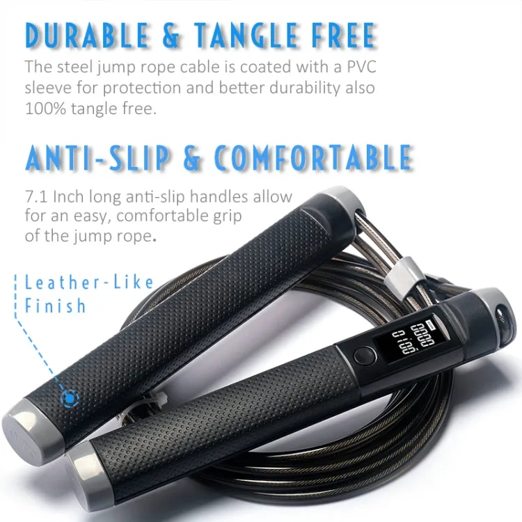 KYTO 2200 Calorie Counting Electronic Double Color Skipping Rope For Test, Rope Length:3m(Gray)