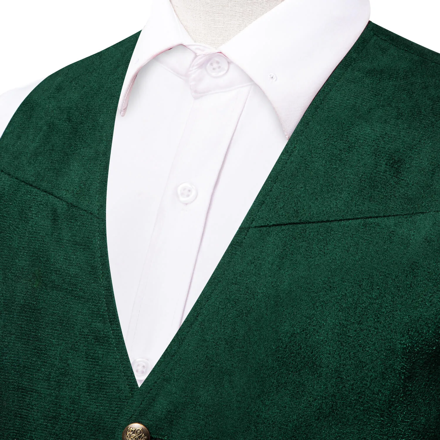 Ties2you Button Vest Dark Green Suede Solid Men's Single Vest Classic