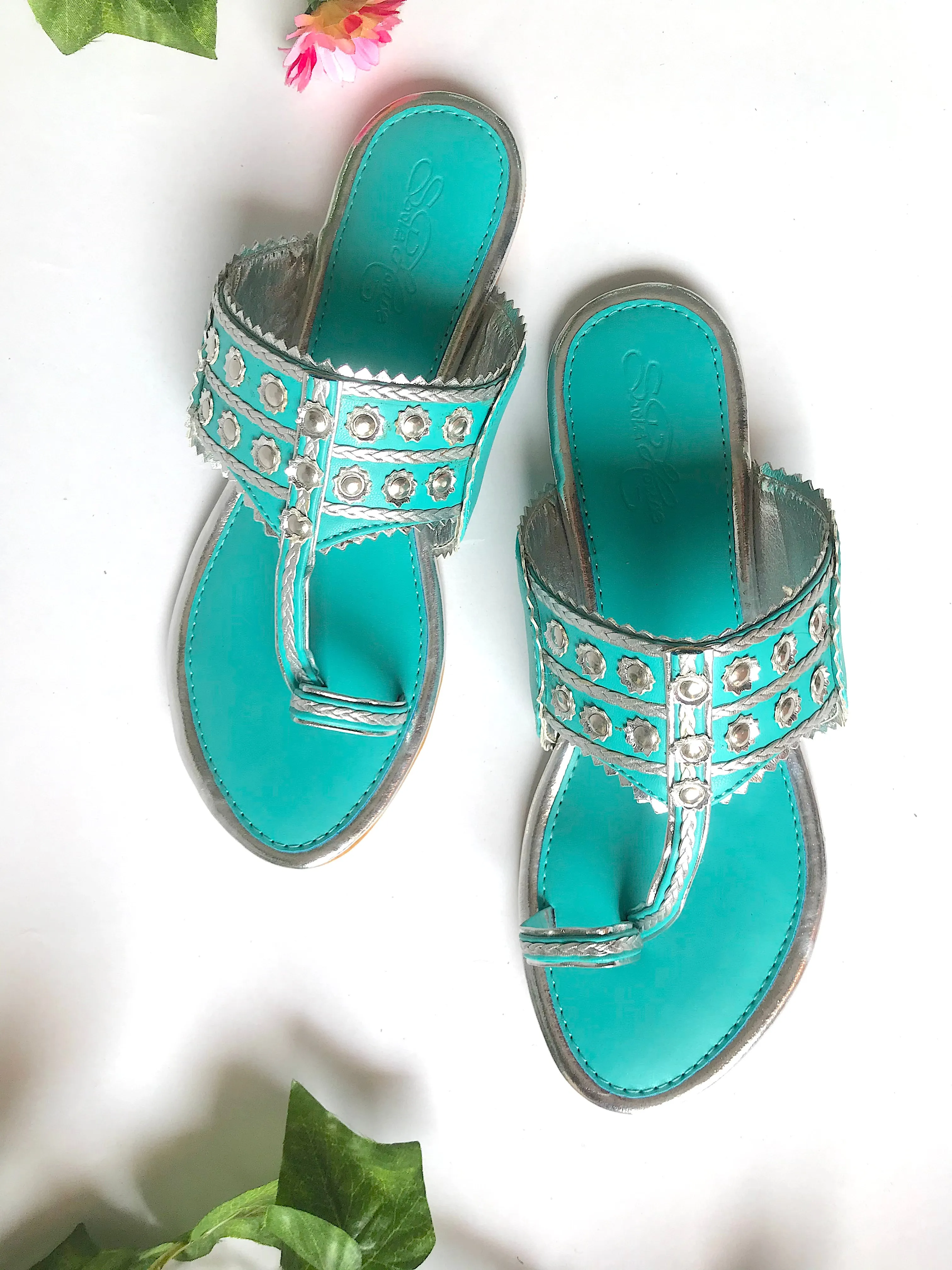 Turquoise Silver filigree Kolapuri