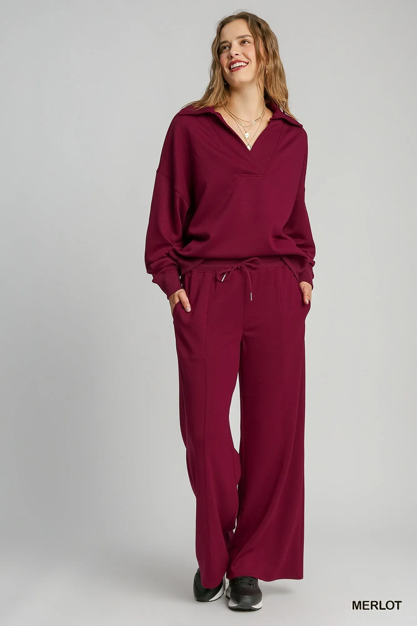 Wine Down Set Pants - Merlot